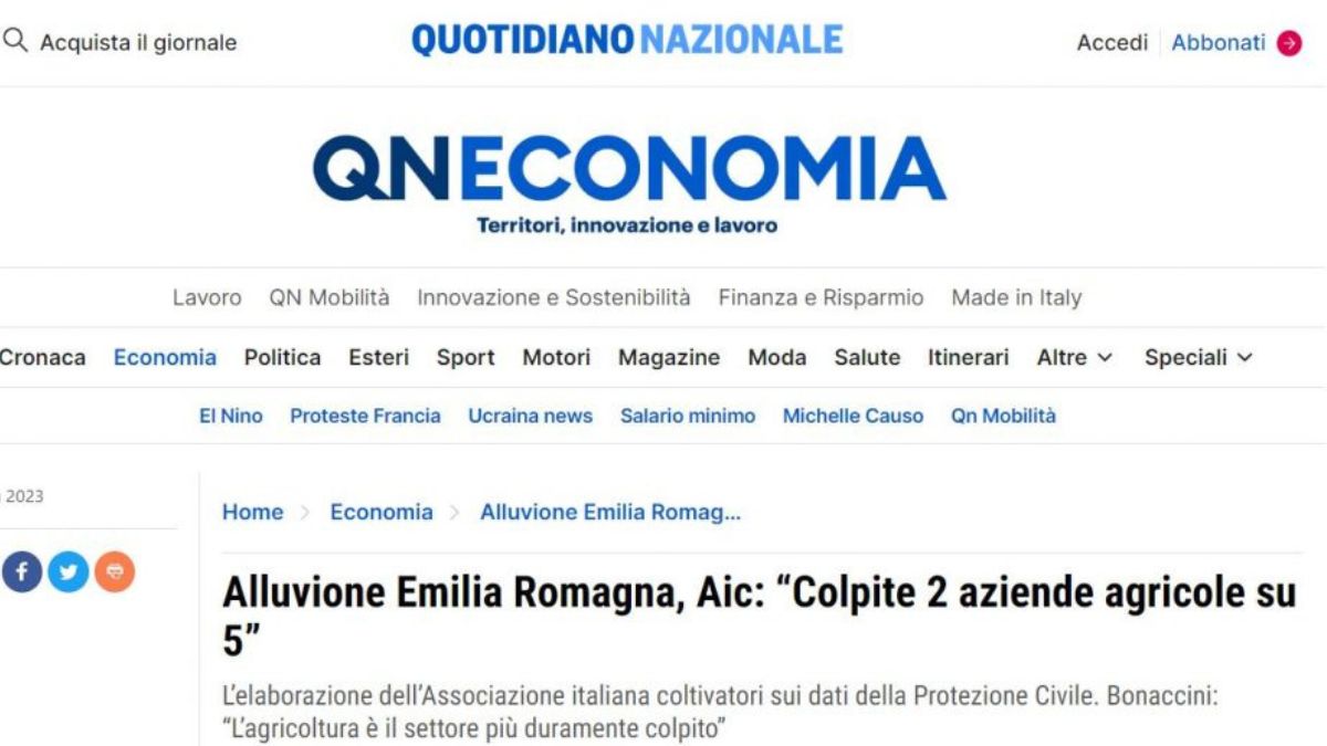 alluvione Emilia Romagna danni agricoltura campi allagati